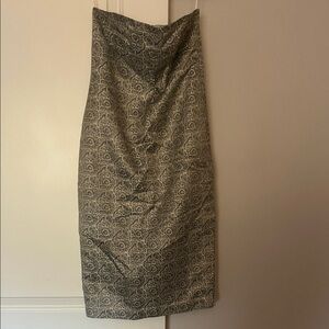 Tocca Strapless Dress in Blue and Cream